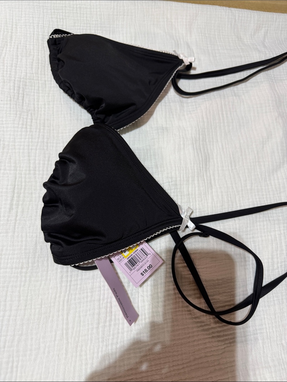 Target Black Triangle Bikini Top with White Trim - Women Swim